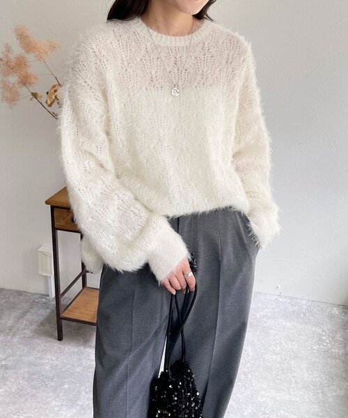 「fredy emue」 長袖ニット 38 オフホワイト レディース_画像7