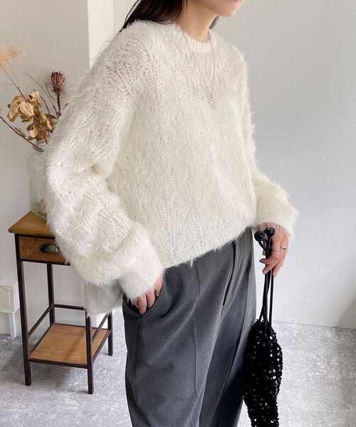 「fredy emue」 長袖ニット 38 オフホワイト レディース_画像8