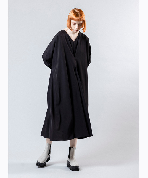 「OSMOSIS」 長袖ワンピース ONE SIZE ブラック レディース_画像2