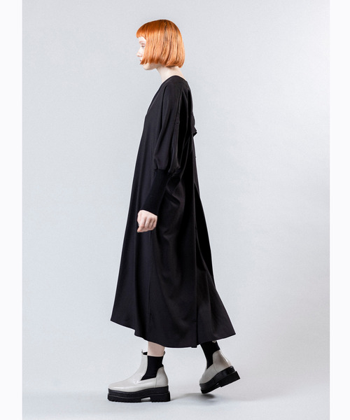 「OSMOSIS」 長袖ワンピース ONE SIZE ブラック レディース_画像3