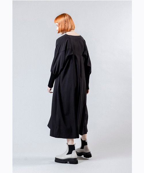 「OSMOSIS」 長袖ワンピース ONE SIZE ブラック レディース_画像4