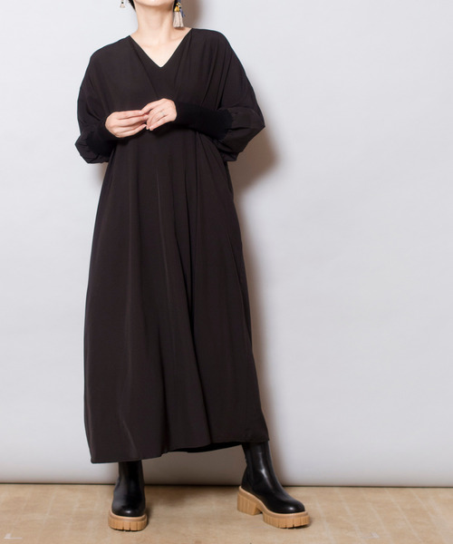 「OSMOSIS」 長袖ワンピース ONE SIZE ブラック レディース_画像7