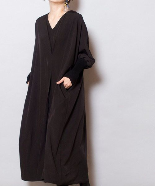 「OSMOSIS」 長袖ワンピース ONE SIZE ブラック レディース_画像8