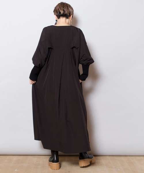 「OSMOSIS」 長袖ワンピース ONE SIZE ブラック レディース_画像9