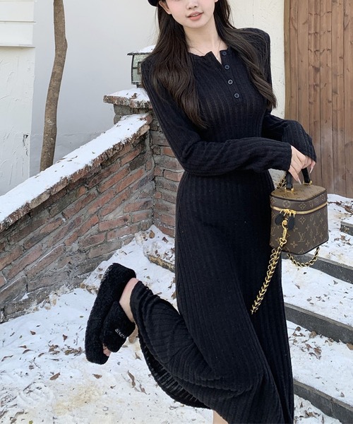 「MAISON DE THERESE」 長袖ワンピース L ブラック レディース_画像2