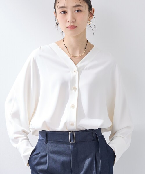 ブラウス シャツ 「洗える／UVケア／マットサテン」Vネックドルマンスリーブブラウス レディース | INDIVI | 06