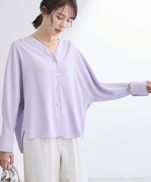 ブラウス シャツ 「洗える／UVケア／マットサテン」Vネックドルマンスリーブブラウス レディース | INDIVI | 09
