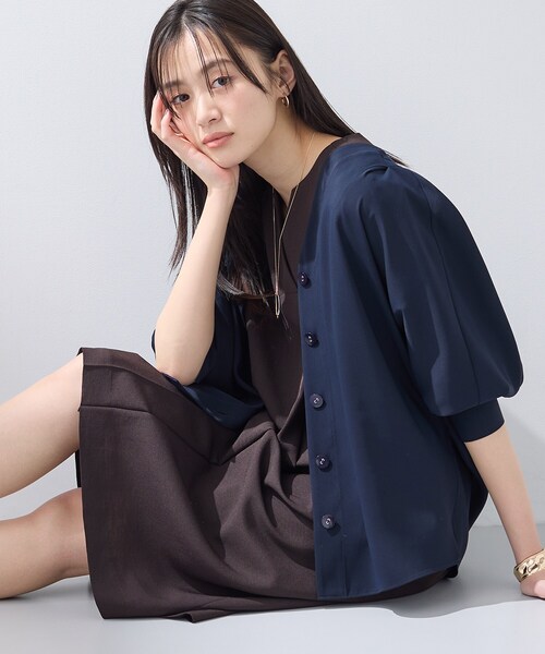 ブラウス シャツ 「洗える／UVケア／マットサテン」Vネックドルマンスリーブブラウス レディース | INDIVI | 16