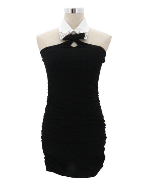 JilLA ワンピース 夏 Shirt Collar Cutout Mini Dress / シャツカラー