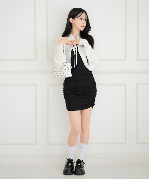 JilLA ワンピース 夏 Shirt Collar Cutout Mini Dress / シャツカラー
