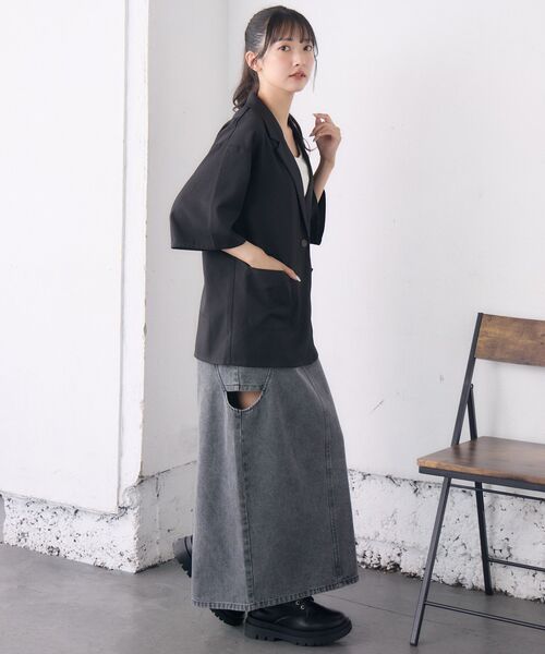 「RETRO GIRL」 ジャケット FREE チャコールグレー レディース_画像3