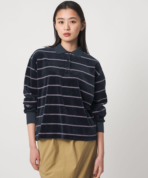 CITEN（シテン） ポロシャツ ポロ 「CITEN」ベロアボーダーポロトップ