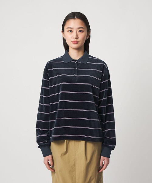 CITEN（シテン） ポロシャツ ポロ 「CITEN」ベロアボーダーポロトップ