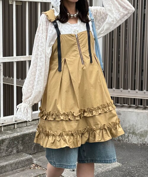 チュニック フリルミリタリーミドルジャンスカの画像