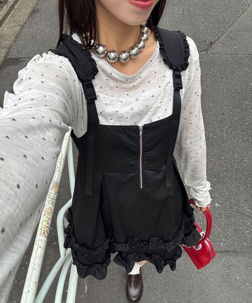 チュニック フリルミリタリーミドルジャンスカの画像