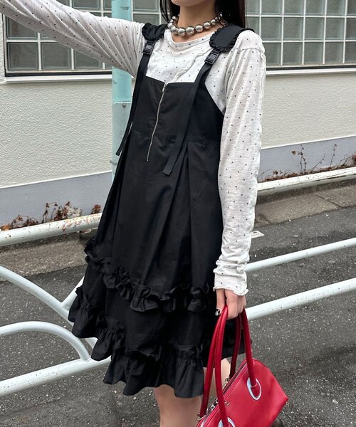 チュニック フリルミリタリーミドルジャンスカの画像