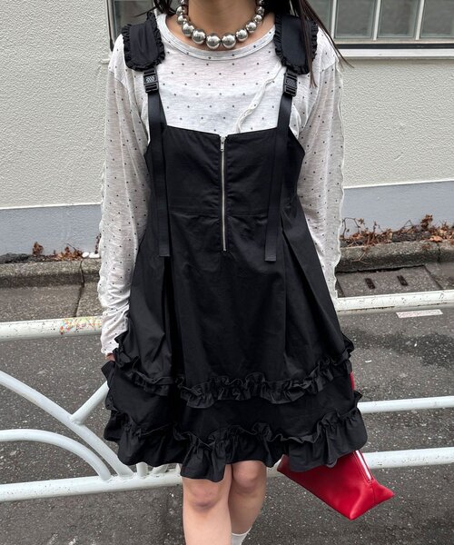 チュニック フリルミリタリーミドルジャンスカの画像