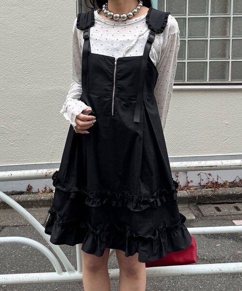 チュニック フリルミリタリーミドルジャンスカの画像