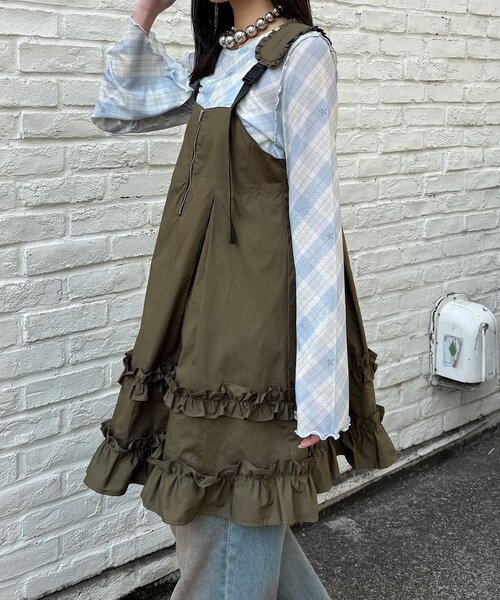 チュニック フリルミリタリーミドルジャンスカの画像