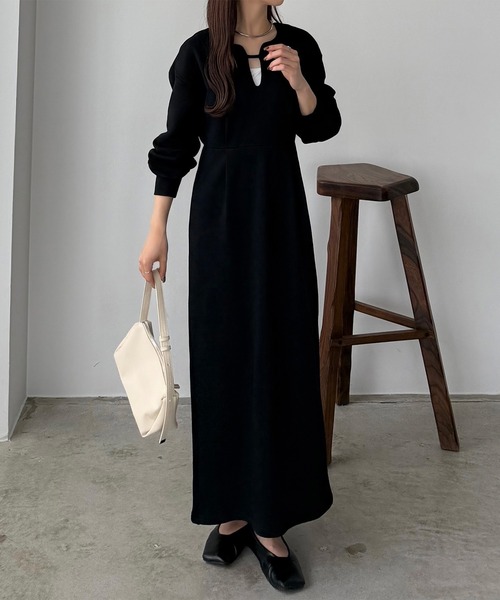 「callautia」 長袖ワンピース LARGE チャコール レディース_画像2