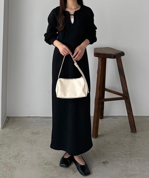 「callautia」 長袖ワンピース LARGE チャコール レディース_画像3