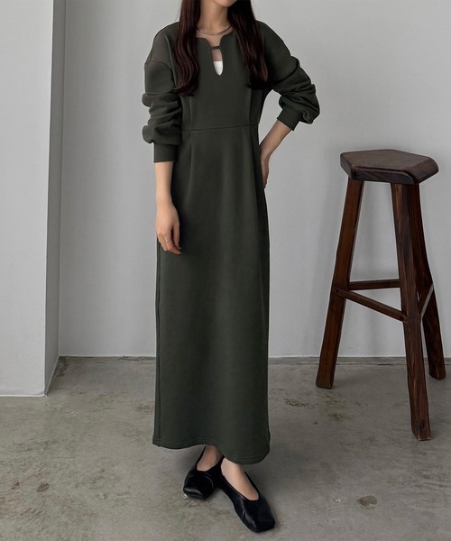 「callautia」 長袖ワンピース LARGE チャコール レディース_画像6