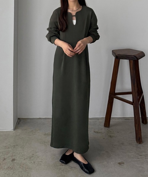 「callautia」 長袖ワンピース LARGE チャコール レディース_画像7