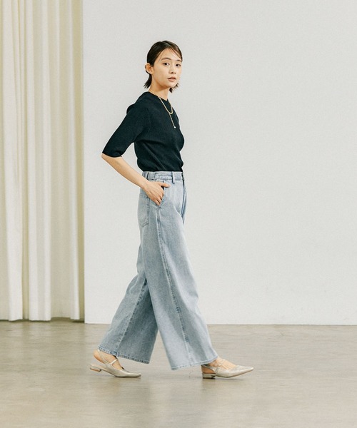 「GLOBAL WORK」 ニットアンサンブル MEDIUM ブラック×ホワイト レディース_画像3