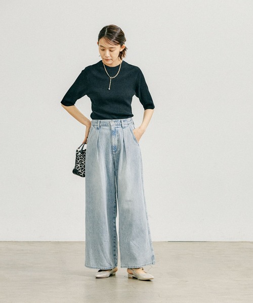 「GLOBAL WORK」 ニットアンサンブル MEDIUM ブラック×ホワイト レディース_画像4