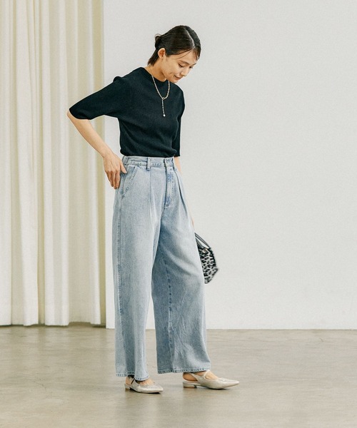 「GLOBAL WORK」 ニットアンサンブル MEDIUM ブラック×ホワイト レディース_画像5