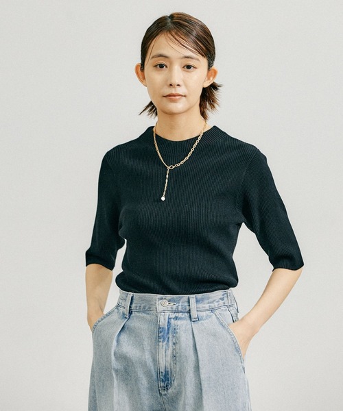 「GLOBAL WORK」 ニットアンサンブル MEDIUM ブラック×ホワイト レディース_画像7