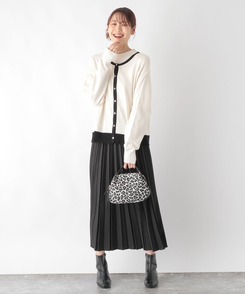 「GLOBAL WORK」 ニットアンサンブル MEDIUM ブラック×ホワイト レディース_画像8