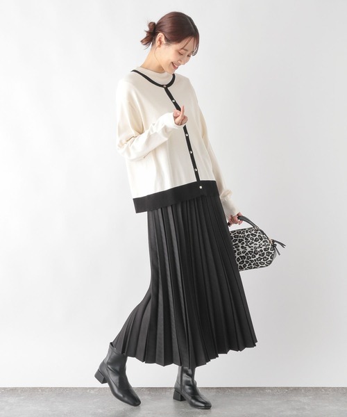 「GLOBAL WORK」 ニットアンサンブル MEDIUM ブラック×ホワイト レディース_画像9