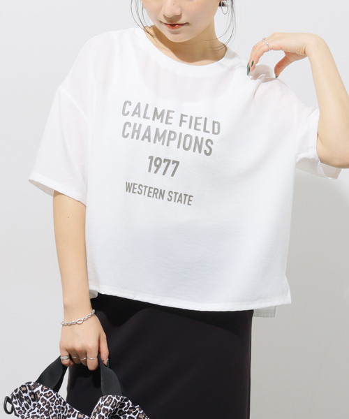 tシャツ 「追加」2WAYジョーゼットロゴTEE レディースの画像