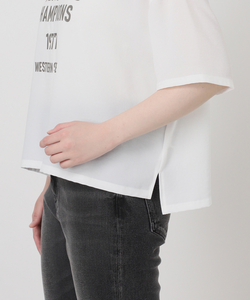 tシャツ 「追加」2WAYジョーゼットロゴTEE レディースの画像
