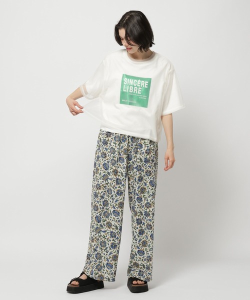 ワイドパンツ パンツ イコクプリントゆるっとパンツ レディースの画像
