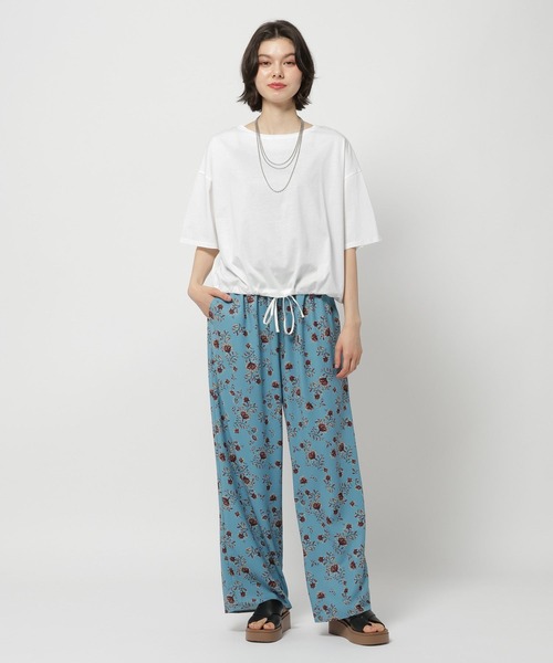 ワイドパンツ パンツ イコクプリントゆるっとパンツ レディースの画像