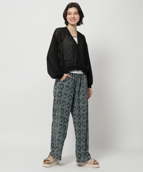 ワイドパンツ パンツ イコクプリントゆるっとパンツ レディースの画像
