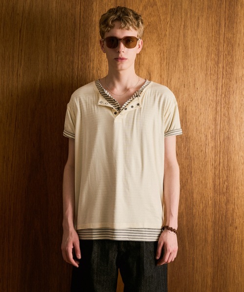 Camphor wood ヘンリーネック tシャツ 2PIECE HENLEY-NECK H/S TEE / 2
