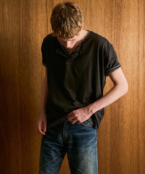 Camphor wood ヘンリーネック tシャツ 2PIECE HENLEY-NECK H/S TEE / 2