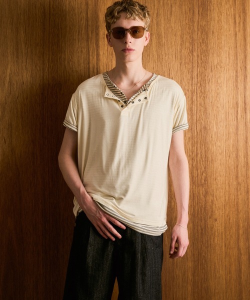 Camphor wood ヘンリーネック tシャツ 2PIECE HENLEY-NECK H/S TEE / 2