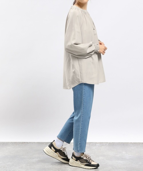 「GLOBAL WORK Smile Seed Store」 長袖ブラウス X-LARGE チャコール レディース_画像9