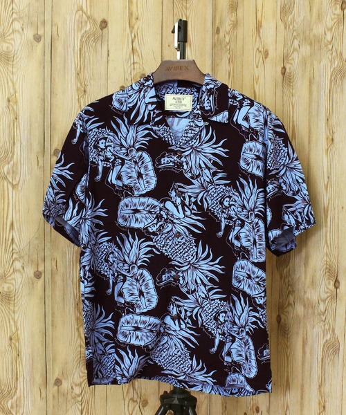 アロハ商品です AVIREX（アヴィレックス） 七分袖 アロハシャツ シャツ ALOHA SHIRT