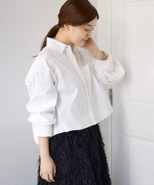 IENA FABRICA クロップドシャツ　美品　白　ホワイト　イエナ IENA（イエナ） ブラウス シャツ IEオックスクロップドシャツ