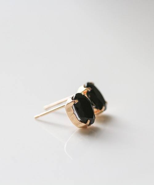 cui-cui（キュイキュイ） ピアス 天然石 オーバル ピアス | K10YG