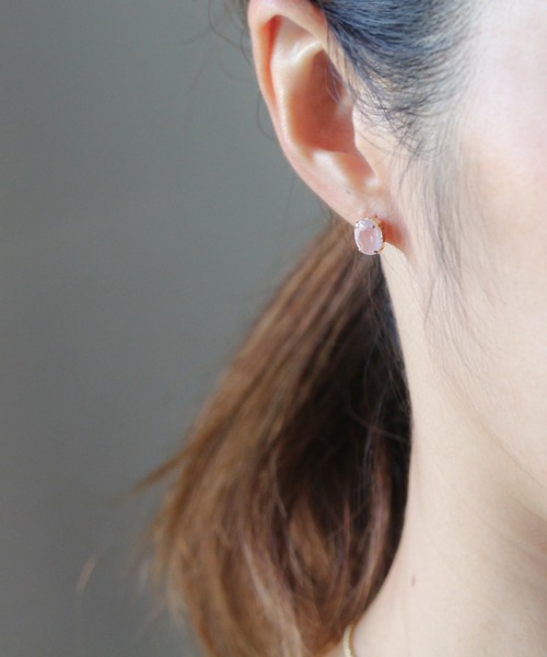 cui-cui（キュイキュイ） ピアス 天然石 オーバル ピアス | K10YG