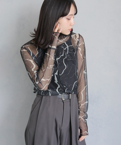 シェリエ♡シースルトップス cheriella tシャツ 「cheriella」WEB限定フィンガーホールマーブル