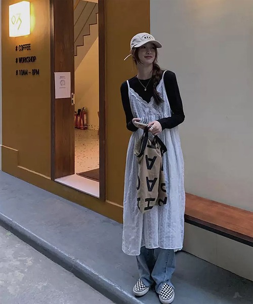 smyeon レース付きキャミワンピース　タグ付き LYEON ワンピース レースキャミワンピース : ZOZOTOWN Yahoo!店
