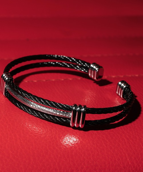 パンサーケーブルバングル Gaborartory 10k Gold & Silver Panther Cable Wire Bangle