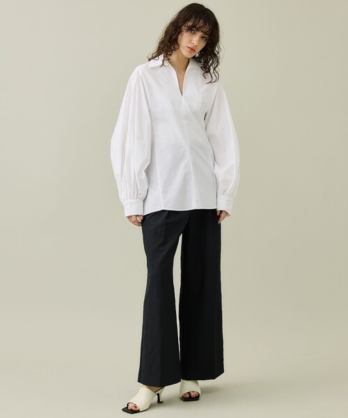 美品✨【STUDIOUS】タック入りカジュアルパンツ S-L相当 ウエストゴム STUDIOUS スラックス パンツ 「STUDIOUS/ステュディオス」ラ